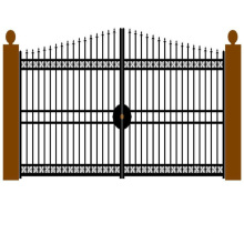 Custom Powder Coated Flat Top Aluminum Double Swing Gate